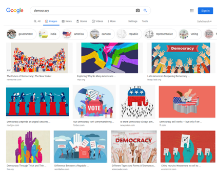 Figure 3.4: Google image search results for the word democracy.