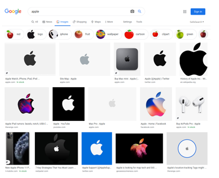  Figure 3.5: Google image search results for the word apple.